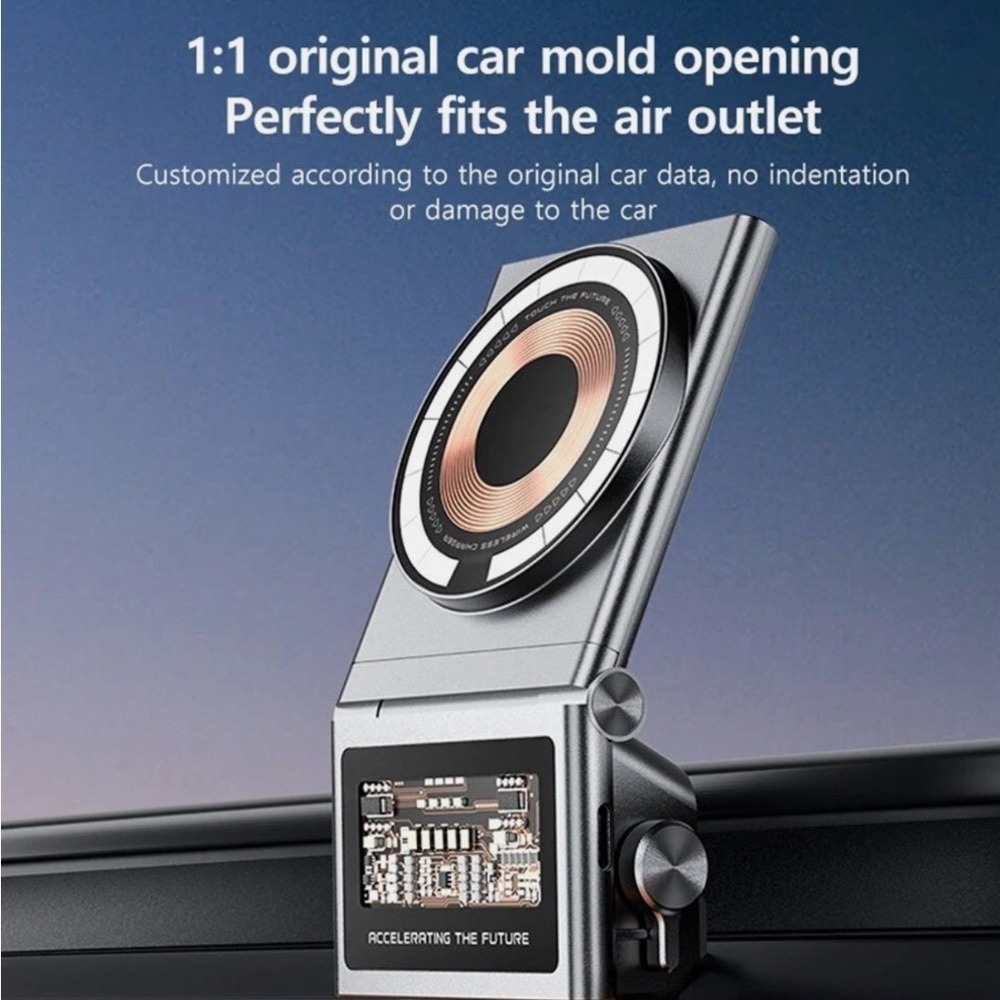 Tesla Magnetic Wireless Car Charger MagSafe‎ Vent Mount Space Grey LED
